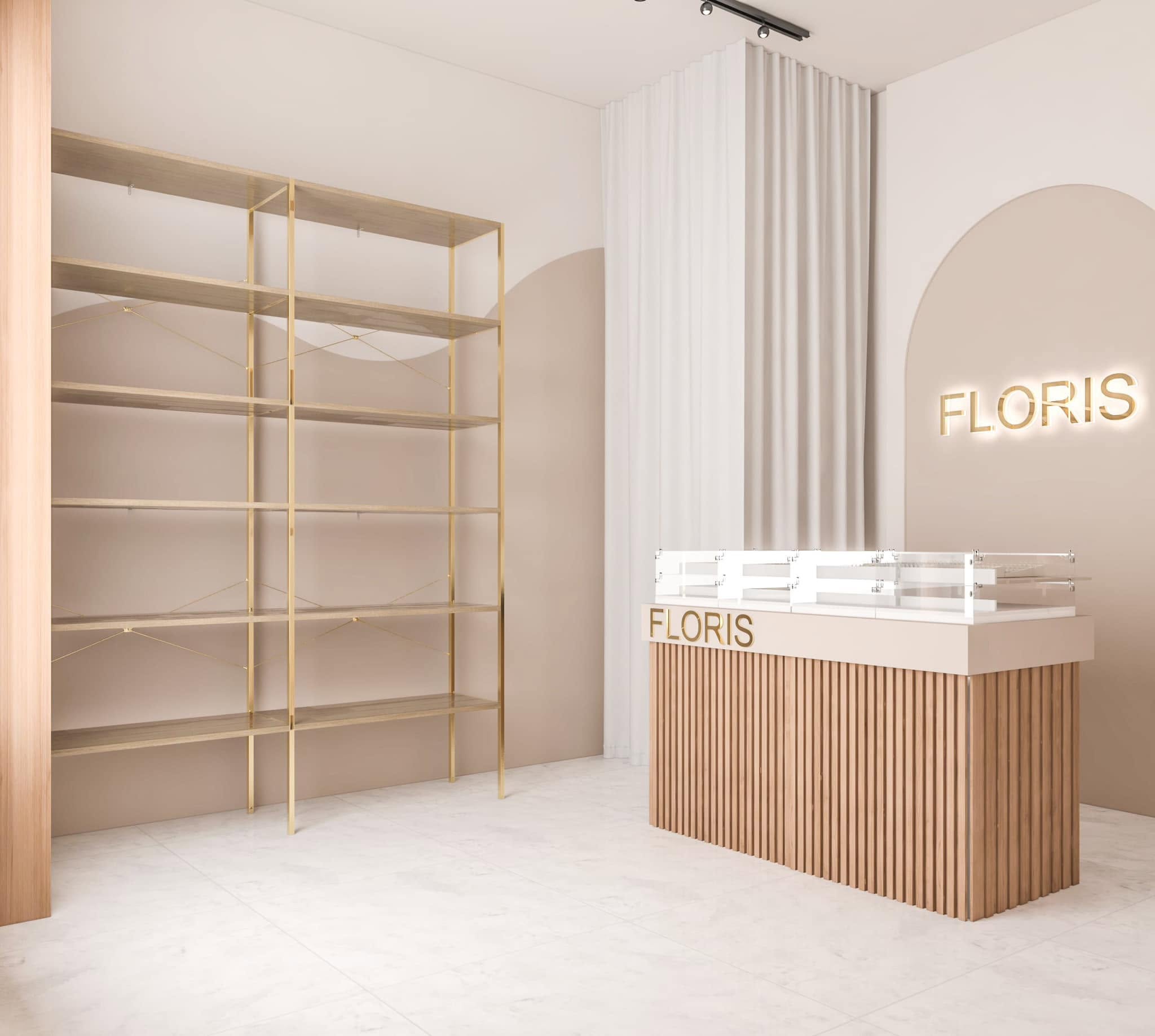 Comptoir et rayonnage Floris