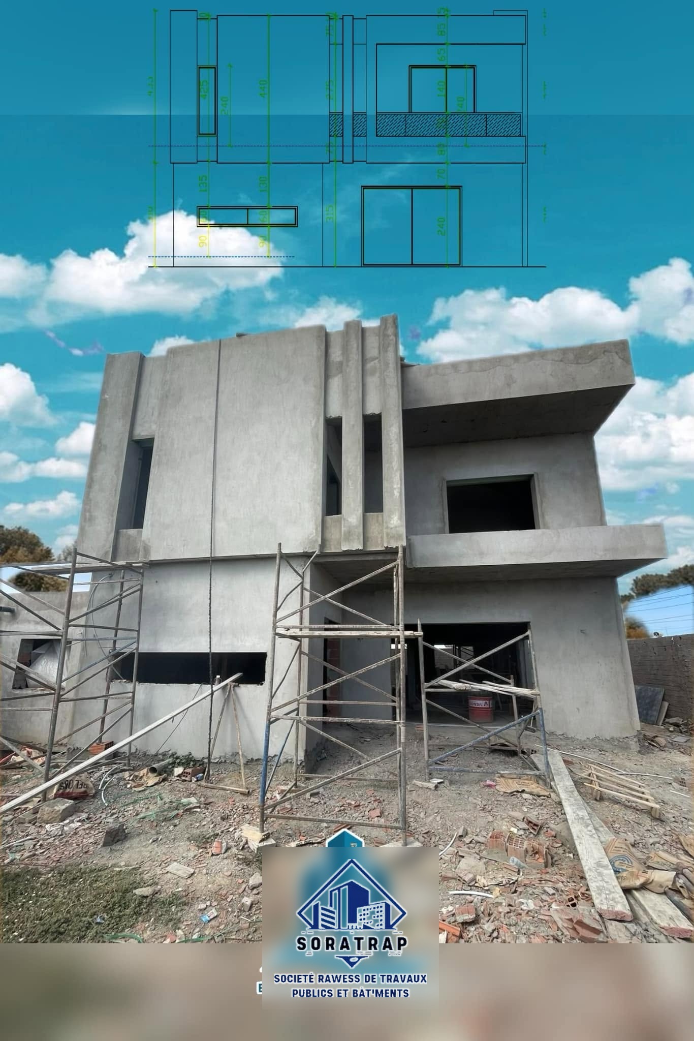 Façade villa en exécution